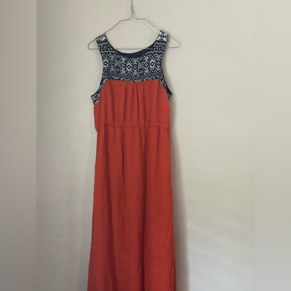 THML orange & blue maxi dress size medium